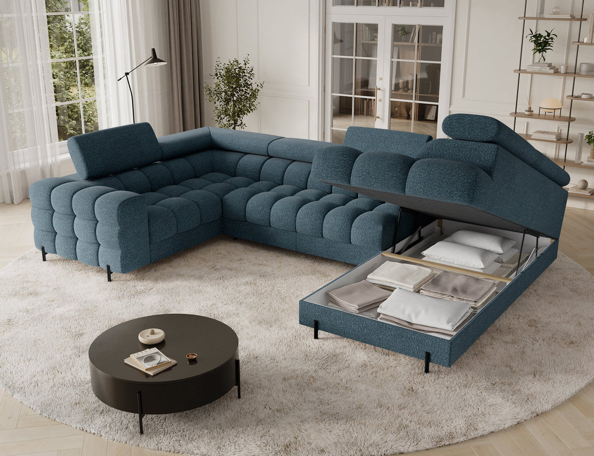 Fectory Sectional Storage Sleeper Chaise Sofa - Blue