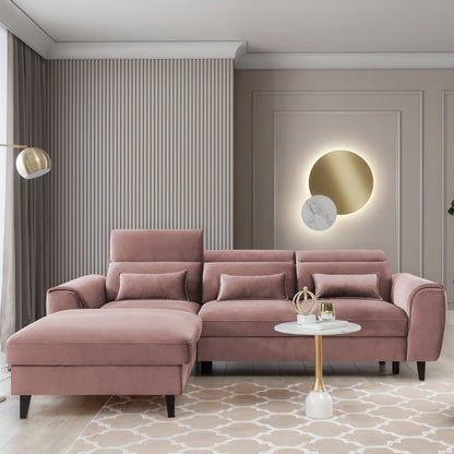 Foble Sectional Storage Sleeper Chaise Sofa - Blush