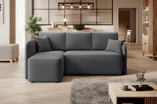 Hadson 3 Seater Storage Sleeper Chaise Sofa - Grey