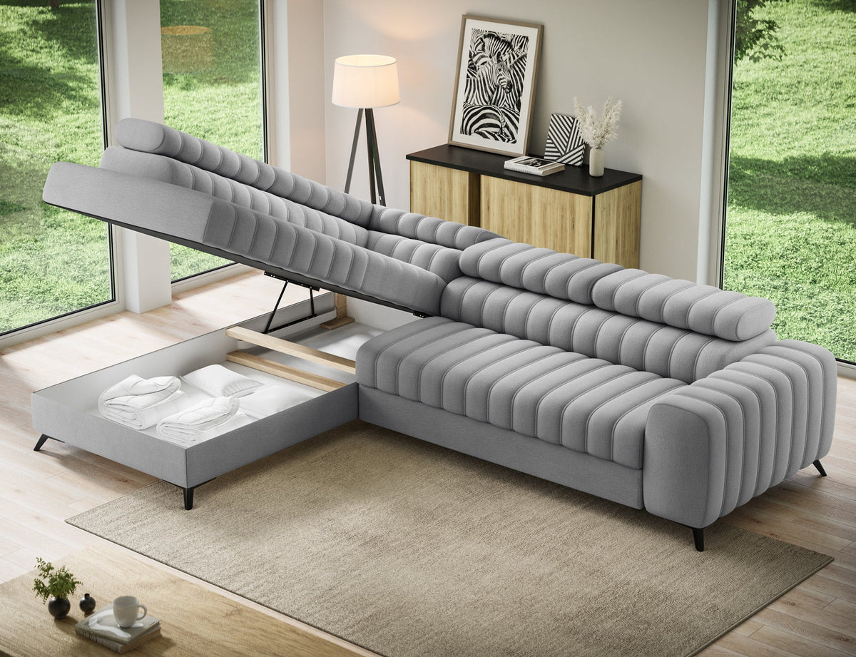 Kanedo Storage Sleeper Sectional Sofa - Grey