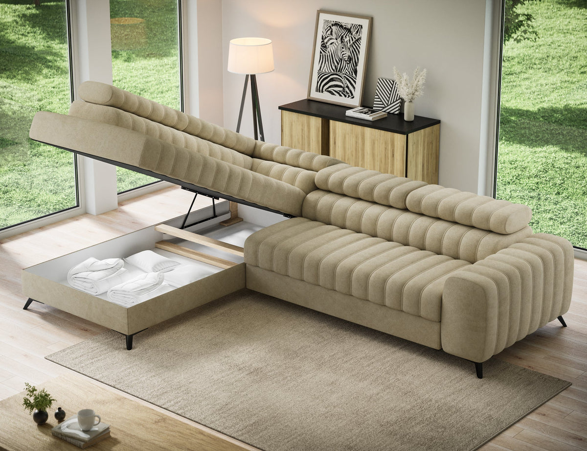 Kanedo Storage Sleeper Sectional Sofa - Beige