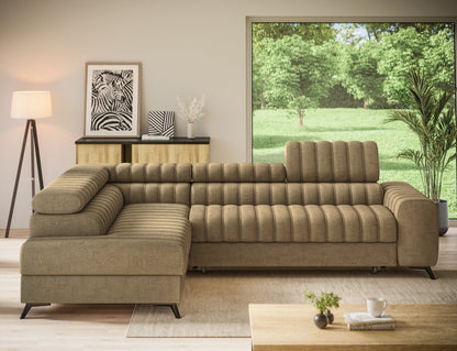 Kanedo Storage Sleeper Sectional Sofa - Mocha Brown