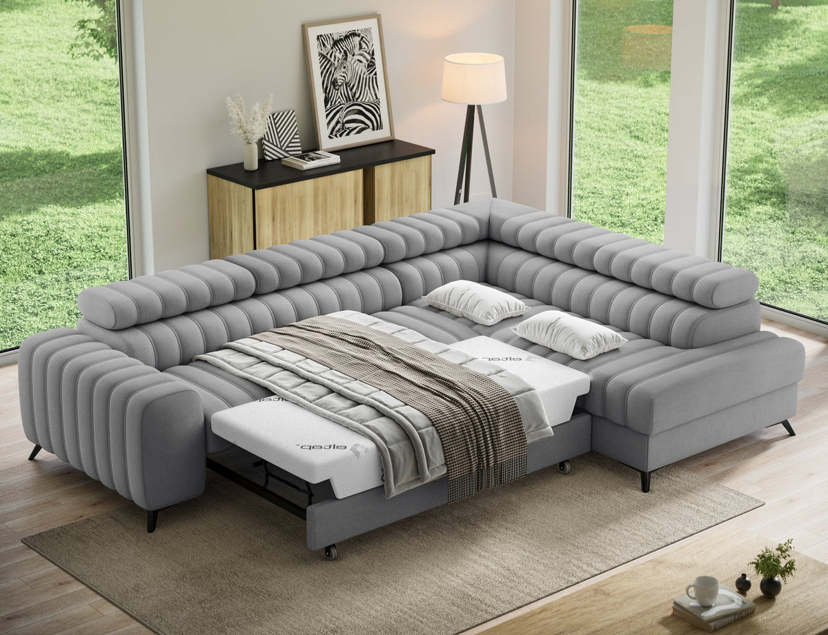 Kanedo Storage Sleeper Sectional Sofa - Grey