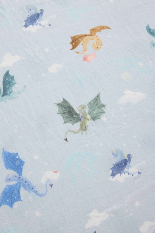 Muslin Fitted Crib Sheet - Magical Dragons