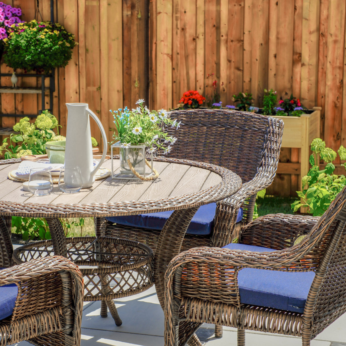 Cambridge 5-Piece Outdoor Wicker Dining Set - AURABAGS SHOP