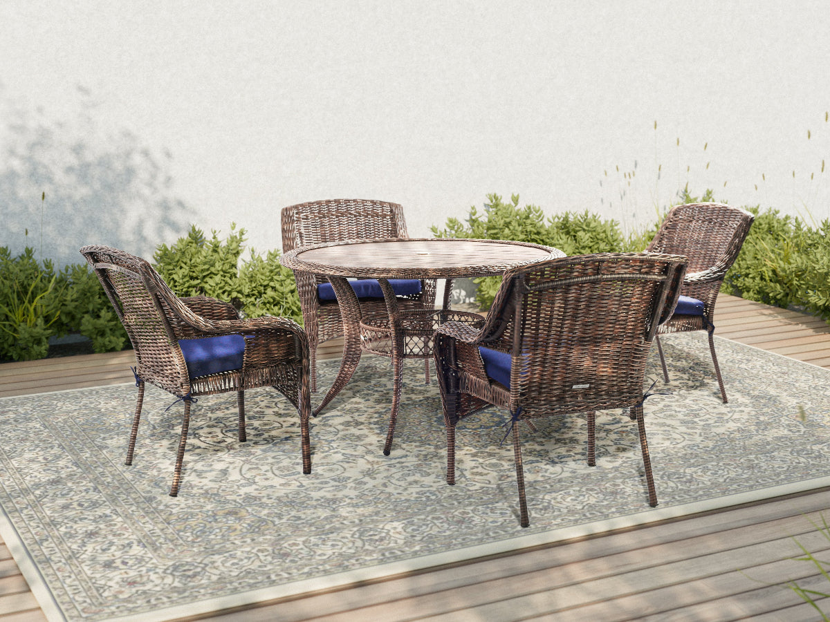 Cambridge 5-Piece Outdoor Wicker Dining Set - AURABAGS SHOP