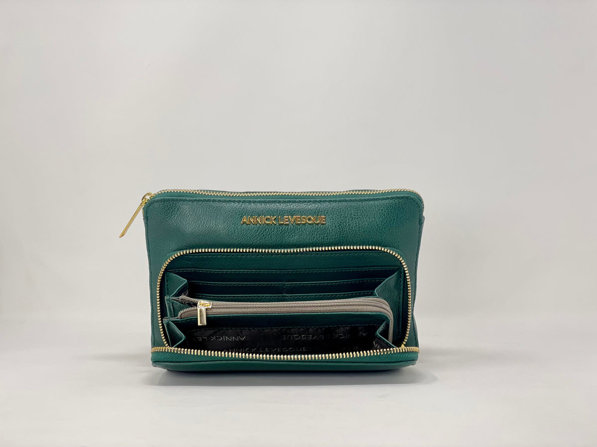 Petit Sac Bandoulière Portefeuille vert foncé - Carmen