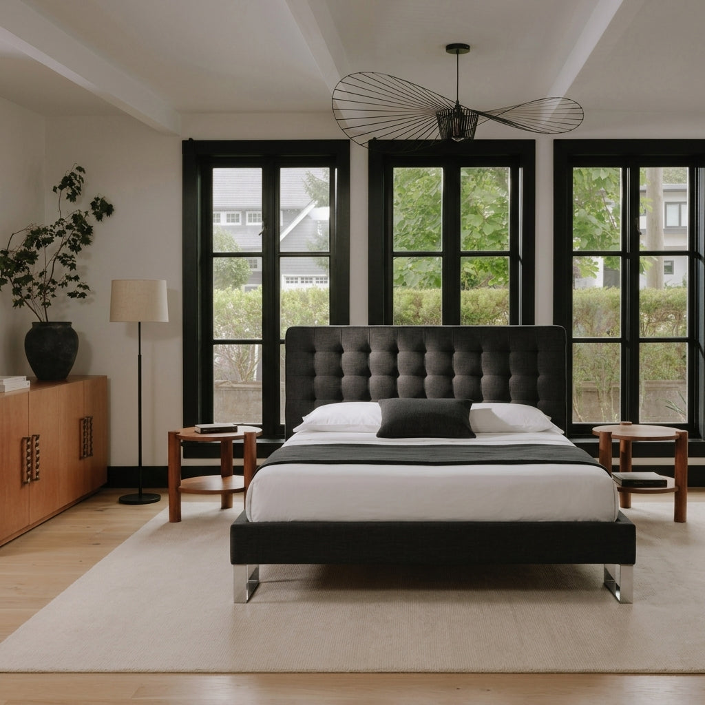 Edmonton Contemporary Graphite Tufted Bed