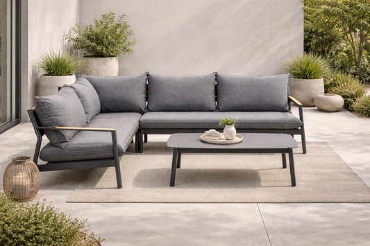 Monti Nordic Aluminum Sectional Set – Grey Cushions - AURABAGS SHOP