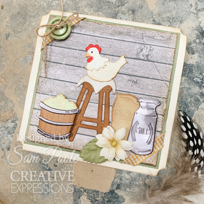 Creative Expressions Sam Poole Rustic Homestead Kitchen Stool Set Craft Die