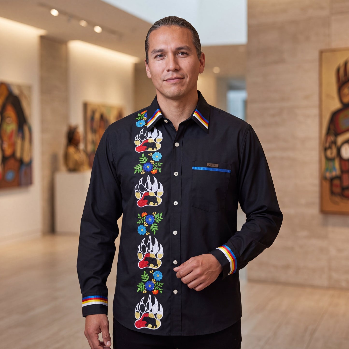 Embroidered Ribbon Shirt (Bear Paw)