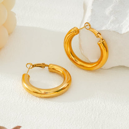 DERIVIER Gold: Semi-Wide Essential Hoop Earrings (3.5cm)