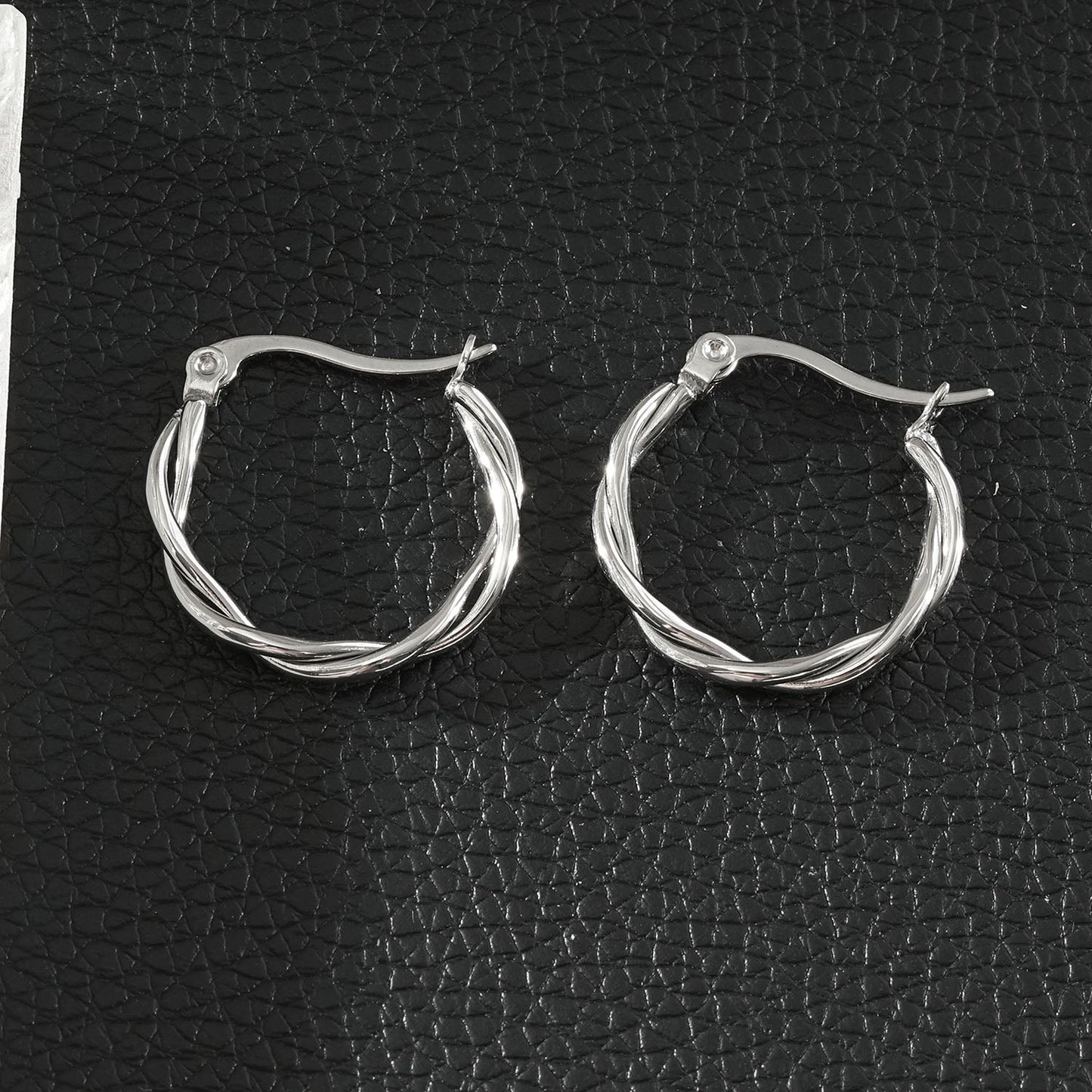 CARLOTA Silver (White Gold): Twisted Metal Strands Hoop Earrings