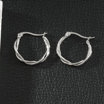 CARLOTA Silver (White Gold): Twisted Metal Strands Hoop Earrings