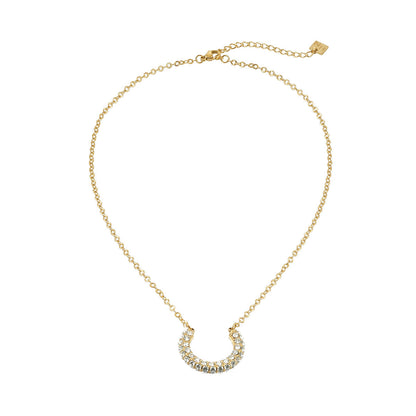 ASHANTI Gold: Celeste Crescent Necklace – Pavé Sparkle Pendant