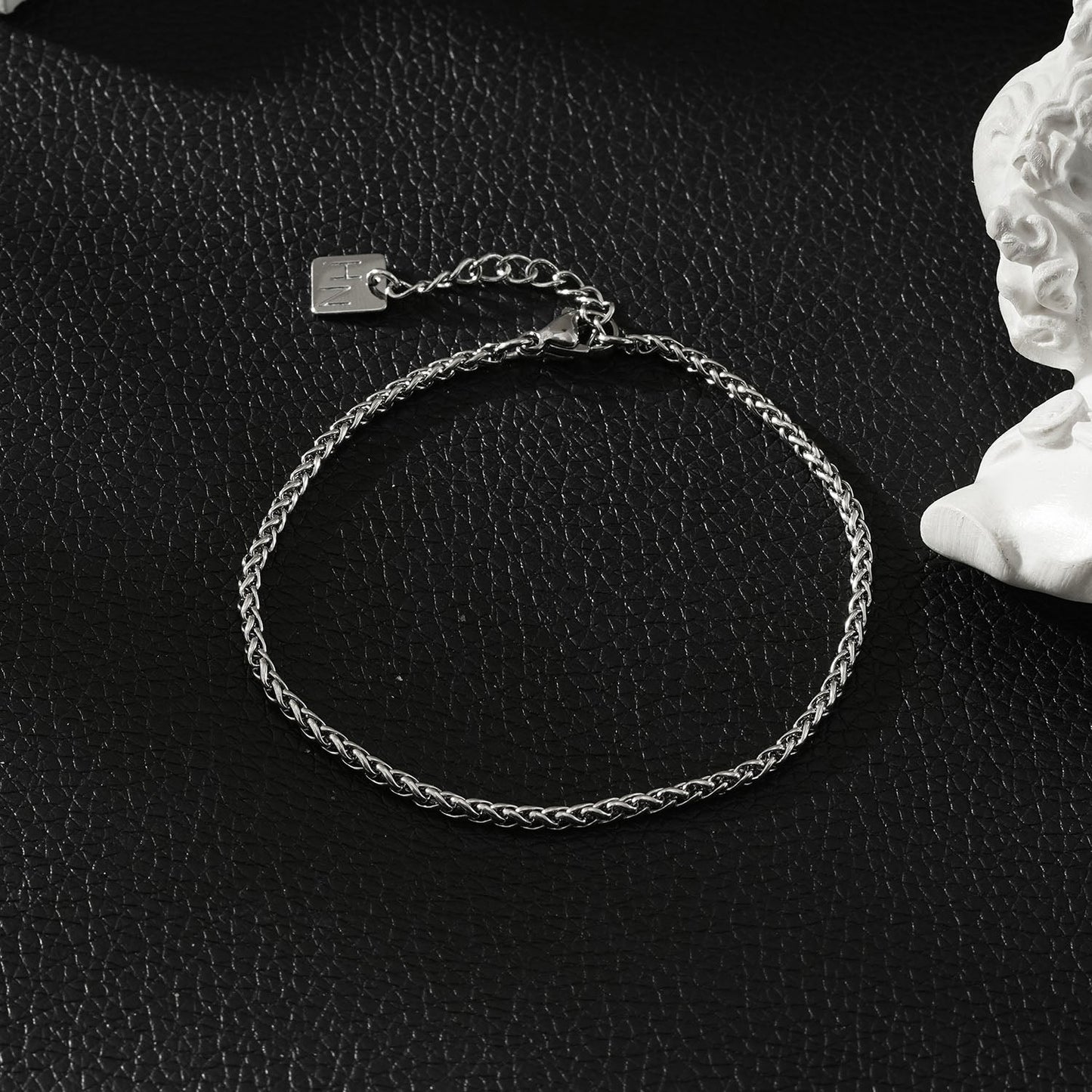 SADIKA Silver (White Gold): Intricate & Dainty Woven Chain Bracelet with Contemporary Braided Link Design