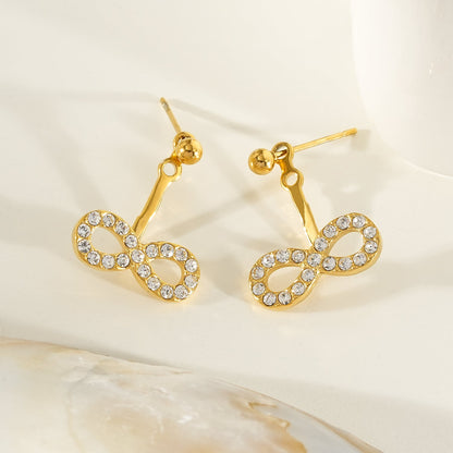 CILMILLE Gold: Mini Ball-Bead Stud Earrings Anchoring a Zirconia Infinity Charm