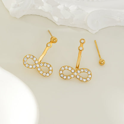 CILMILLE Gold: Mini Ball-Bead Stud Earrings Anchoring a Zirconia Infinity Charm
