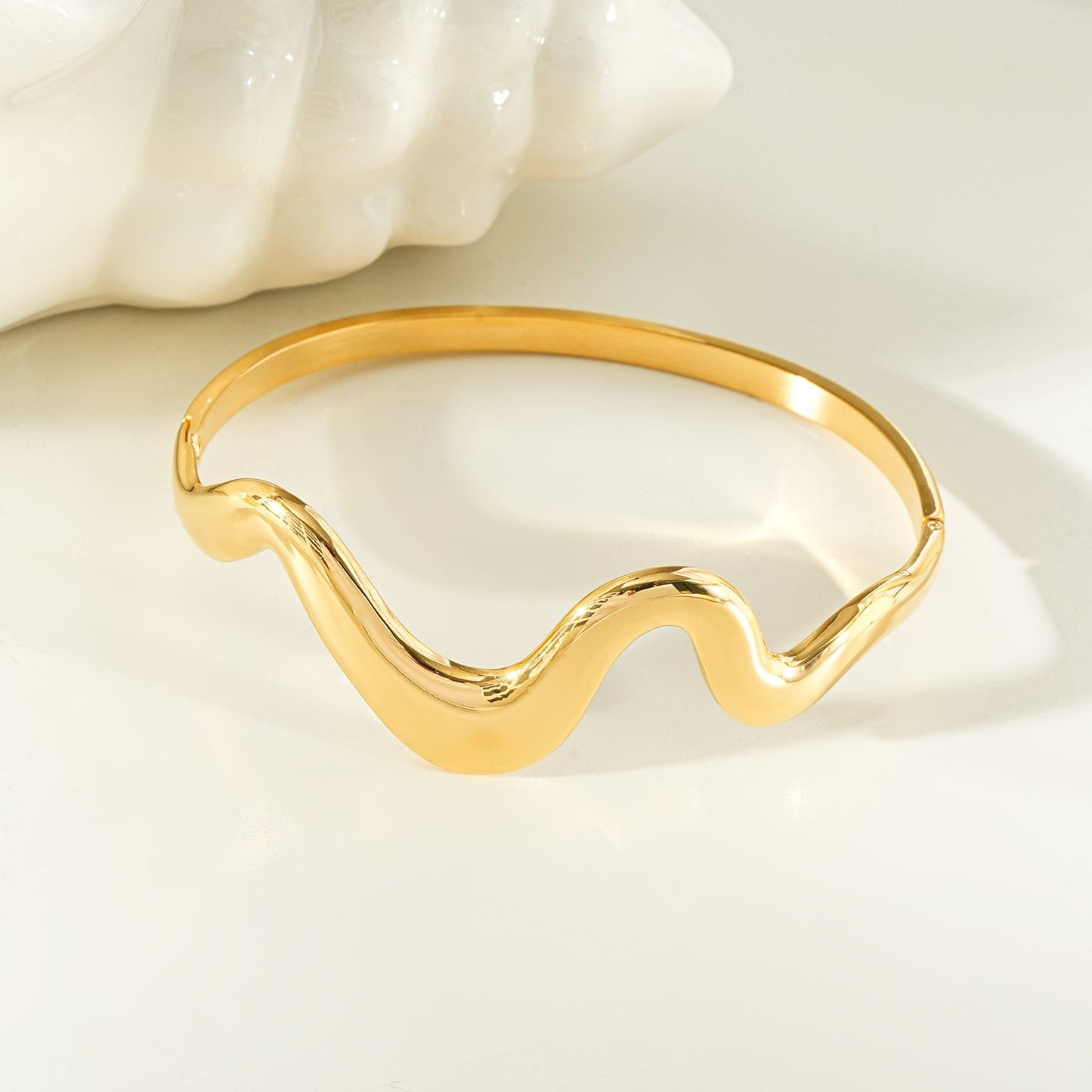 SEBASTIAN  Gold: Artfully Curved Avant-Garde Abstract Bracelet
