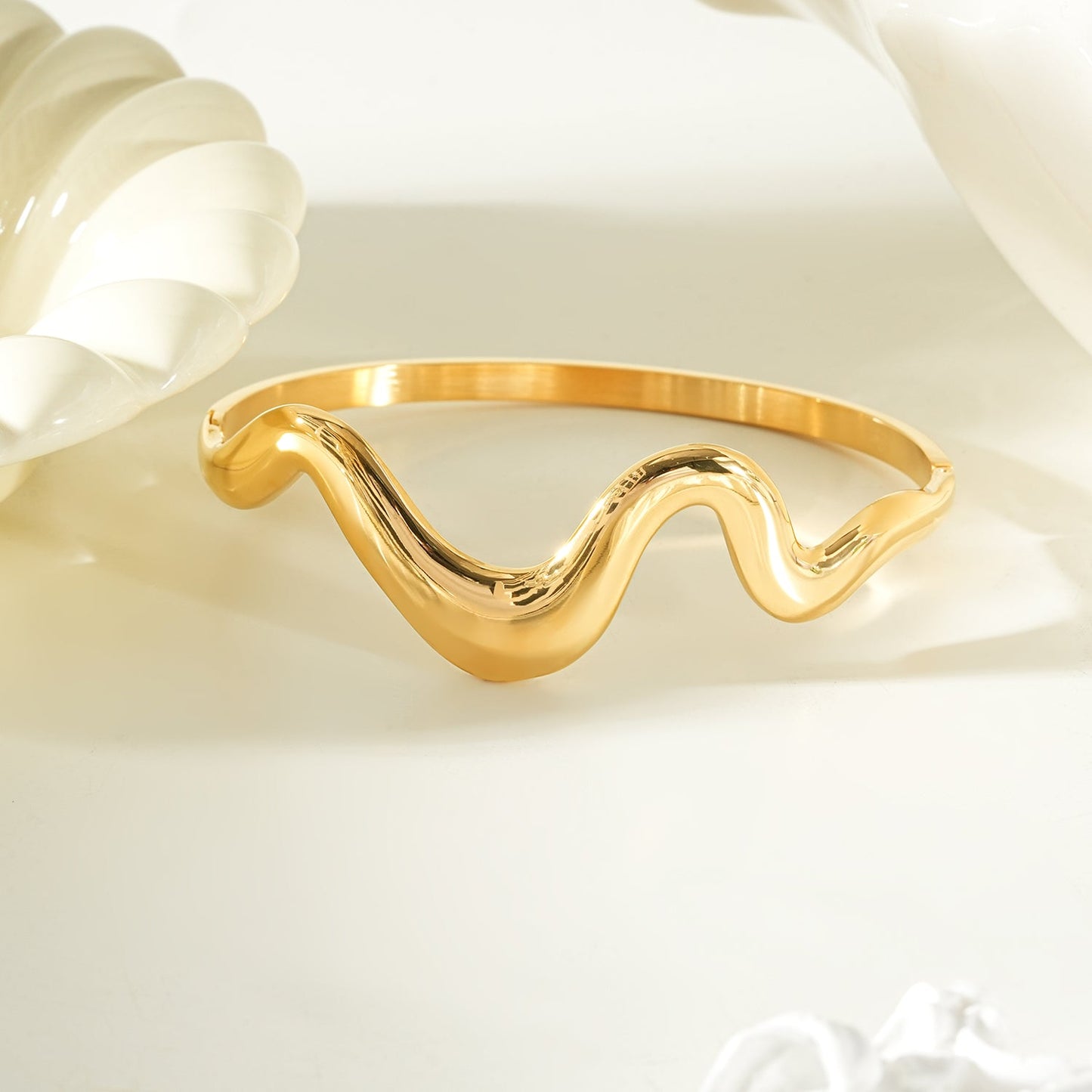 SEBASTIAN  Gold: Artfully Curved Avant-Garde Abstract Bracelet