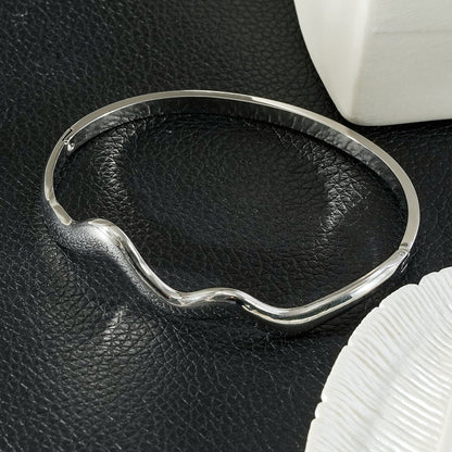 STEFANA Silver (White Gold): Sculptural Avant-Garde Abstract Bracelet