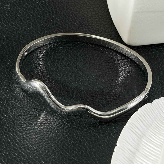 STEFANA Silver (White Gold): Sculptural Avant-Garde Abstract Bracelet