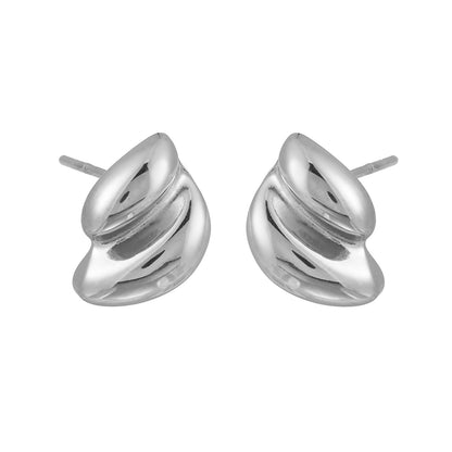 ARTEMIS Silver (White Gold): Contemporary Abstract Shaped Stud Earrings