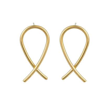MAEVE Gold: Minimalist Oval Shaped Wire Constructed Stud Earrings