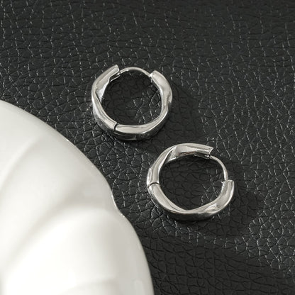 ABIR Silver (White Gold): Subtle Twist Hoop Earrings