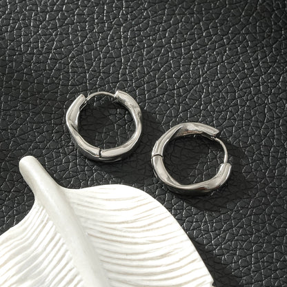 ABIR Silver (White Gold): Subtle Twist Hoop Earrings
