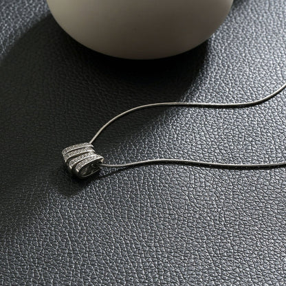 GARNA Silver (White Gold): Mini Snake-Skin Chain with Zirconia-Adorned Oval Shaped Charms