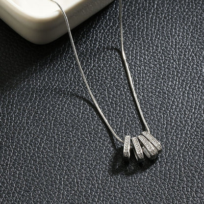 GARNA Silver (White Gold): Mini Snake-Skin Chain with Zirconia-Adorned Oval Shaped Charms