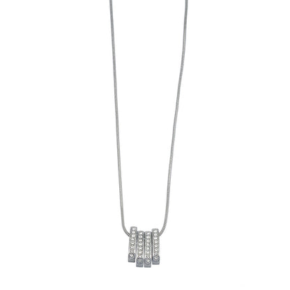GARNA Silver (White Gold): Mini Snake-Skin Chain with Zirconia-Adorned Oval Shaped Charms