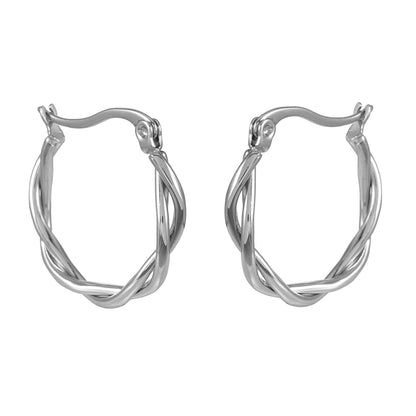 CARLOTA Silver (White Gold): Twisted Metal Strands Hoop Earrings