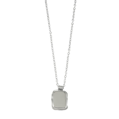 MAUI Silver: Vintage-Inspired Rectangle Shell Pendant Chain Necklace