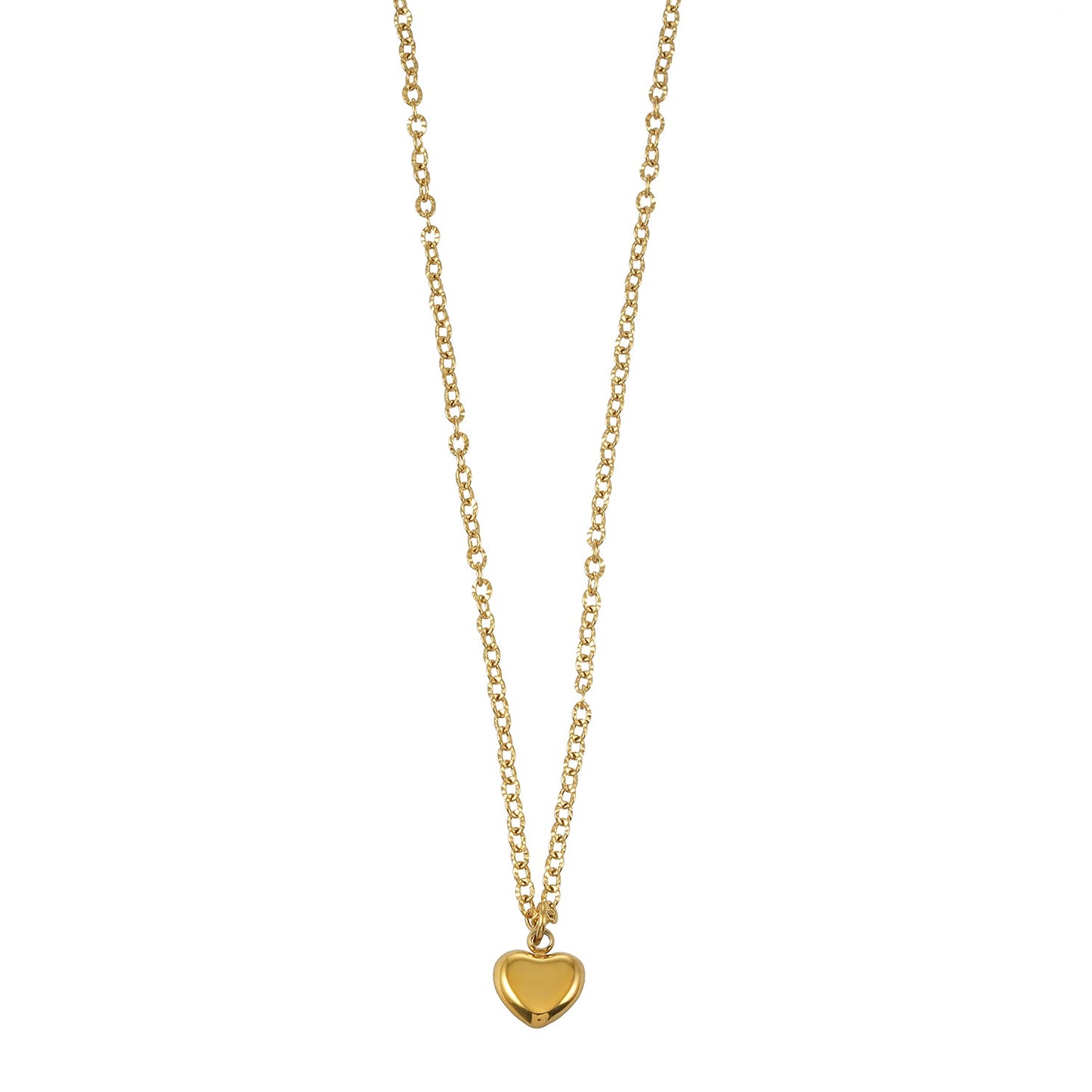 KOKAM Gold: Dainty Chain Necklace with Mini Shell-Encased Heart Charm Pendant — A Little Love to Hold Close