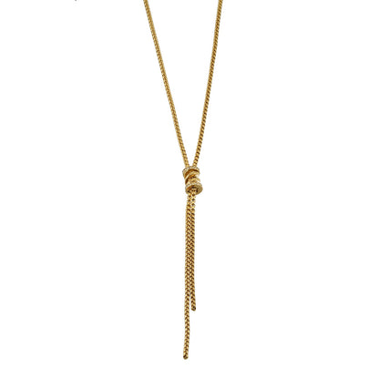 MAHANA Gold: Lariat Necklace with Sliding Bead & Tassel Drop – Modern Minimal Statement