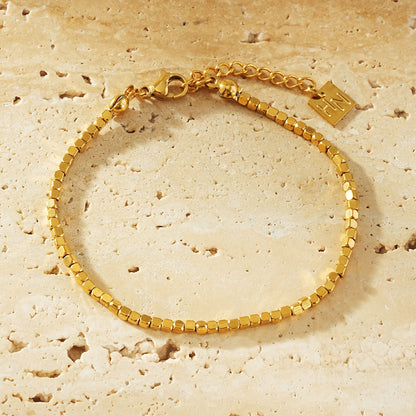 AMANI Gold: Geometric-Inspired Square Bead Bracelet