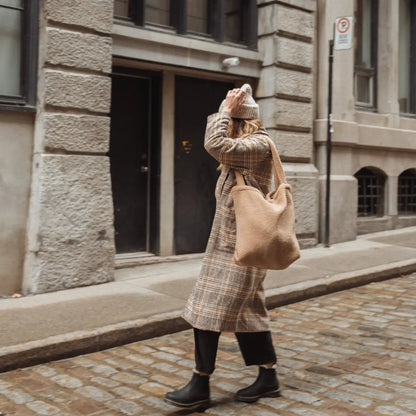 Sac fourre-tout en teddy | Doublure polar | Aimanté