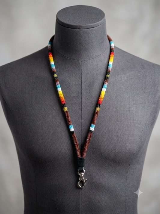 Round Beaded Lanyard(Brown)
