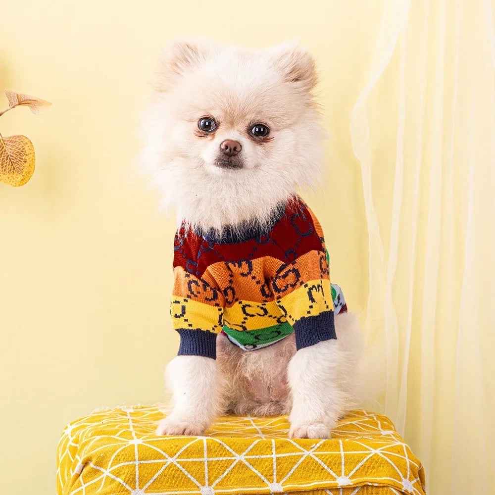 Gigi Rainbow Knit Dog Sweater | Pullover Top