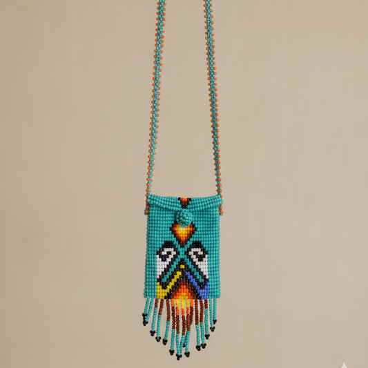 Handcrafted Beaded Medicine Bag- Turquoise