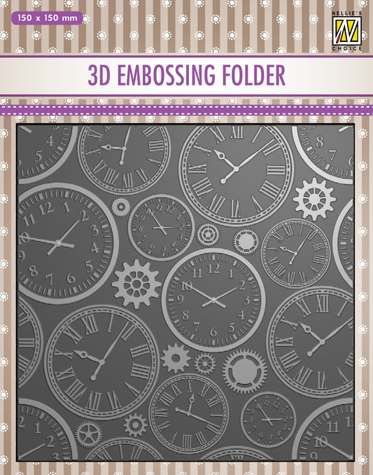 Nellie's Choice 3D Embossing Folder - Time