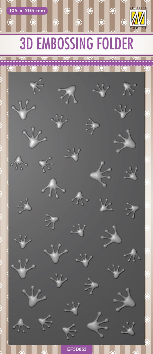 Nellie's Choice 3D Embossing Folder Slimline - Frog Series - Frog Footprints