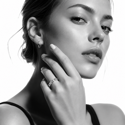 ELIOTT Silver (White Gold): Cross Over Weave Pattern Band Ring