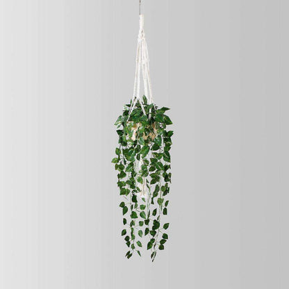 Elrey フェイク鉢植えマクラメハンギングプラント (1.4m)