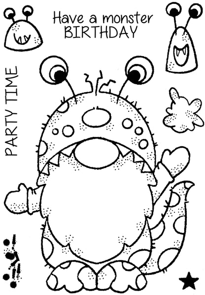 Woodware Clear Singles Monster Gnome 4 in x 6 in Stamp Set