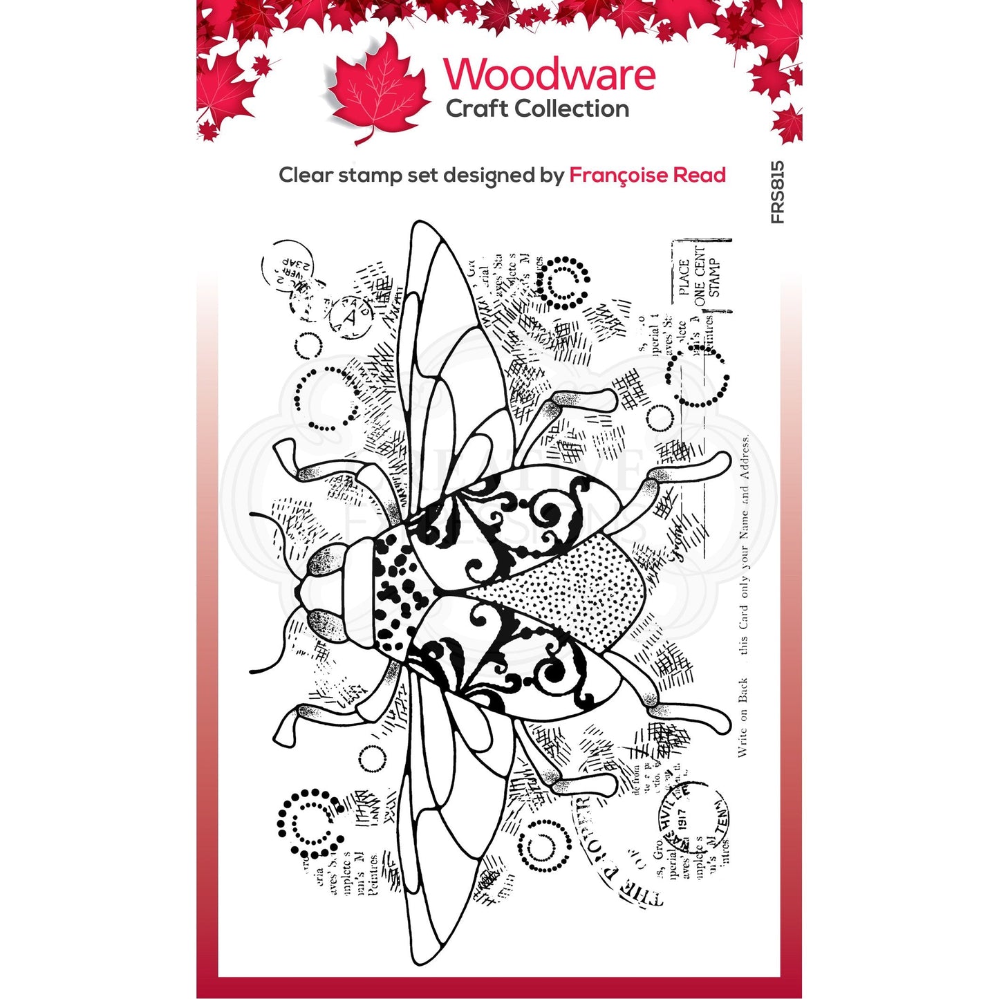 Woodware Clear Singles Dancing Beetle 4 in x 6 in Stamp