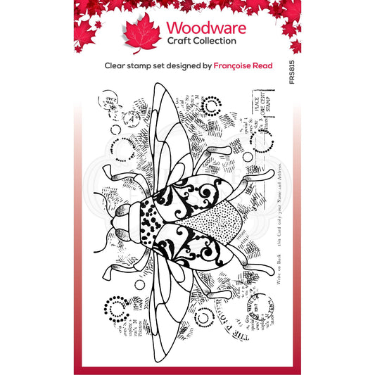Woodware Clear Singles Dancing Beetle 4 in x 6 in Stamp