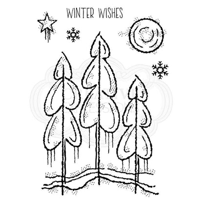 Woodware Clear Singles Winter Trees 4 in x 6 in Stamp